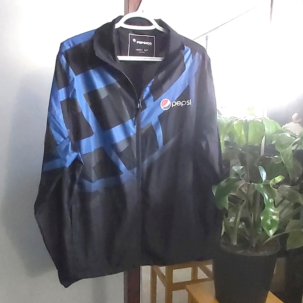 EUC vintage PepsiCo Pepsi black blue light track jacket unisex small